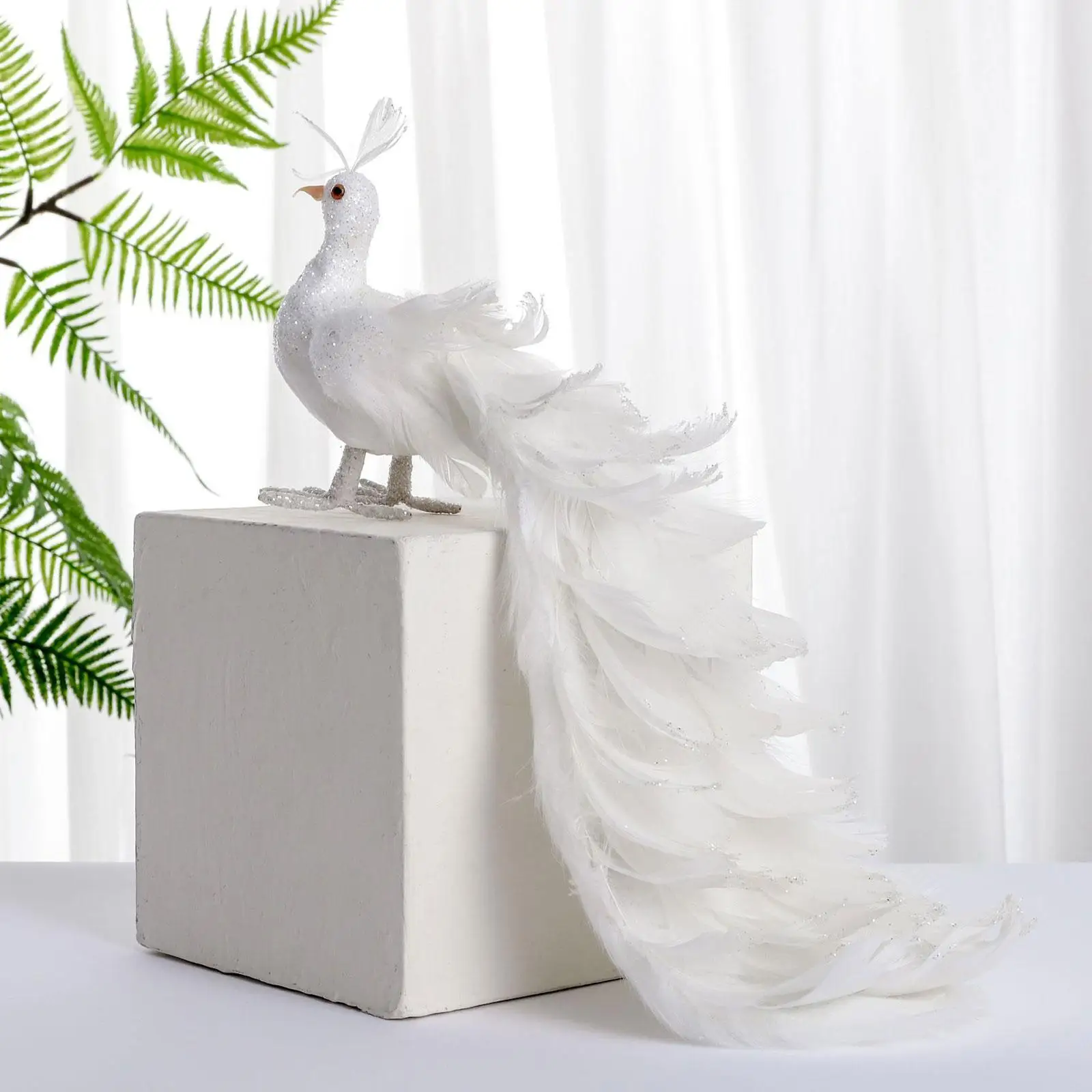 Peacock Simulation Bird Animal Bird Figurine Statue Artificial Bird for Lawn Yard Art Photography Prop Courtyard Micro Landscape