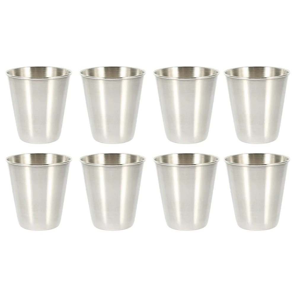 

8 Pcs Tumbler Stainless Steel Glass Drinkware Drinking Cup Household Silver Small Child