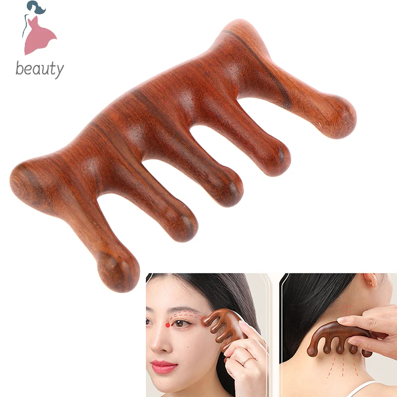 Wood Therapy Massage Comb Head Face Scalp Gua Sha Massager Natural Facial Sandalwood Wide Tooth Gua Sha Scraping Body Massage