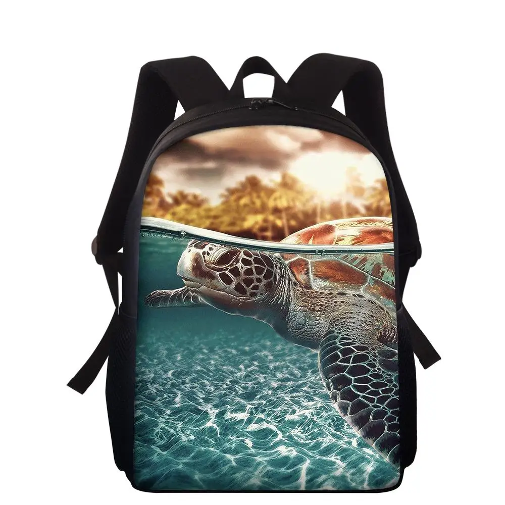 Mochilas con estampado de tortuga Oceánica para niños, criaturas marinas, mochilas escolares de primaria única, mochilas 3D para niños y niñas