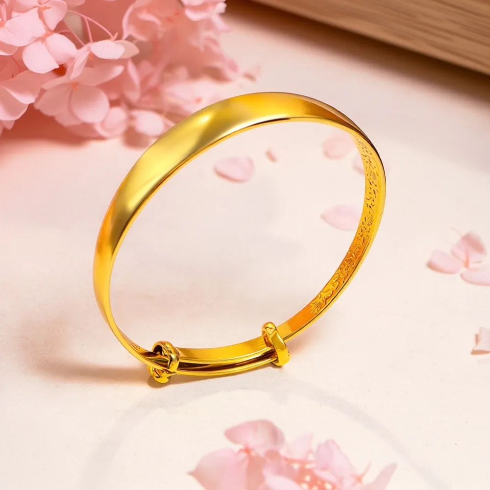 Smooth push-pull bracelets retro style all kinds of love Fu buckle bracelet women 9999gold