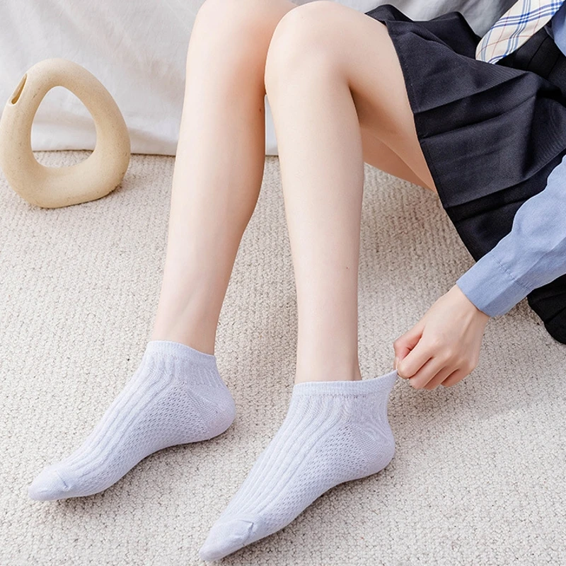 Summer Ankle Socks Ladies Invisible Socks and Ankle Short Mesh Socks Women Thin Cotton Breathable Socks Boat Socks