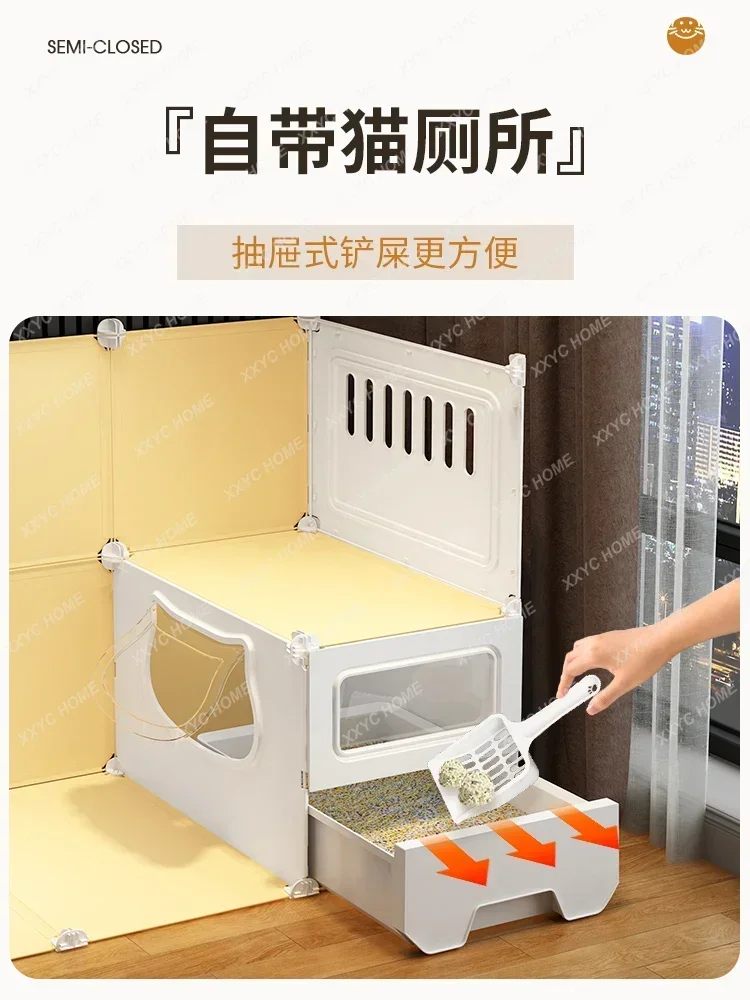 Villa Super Large   Cage Home Indoor Cat Nest Cat Toilet Integrated One Room One Living Room One Bathroom
