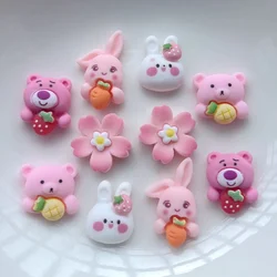 30pcs new cute resin mini cartoon bunny/flower/bear flat back Cabochon scrapbook Kawaii DIY decorative accessories