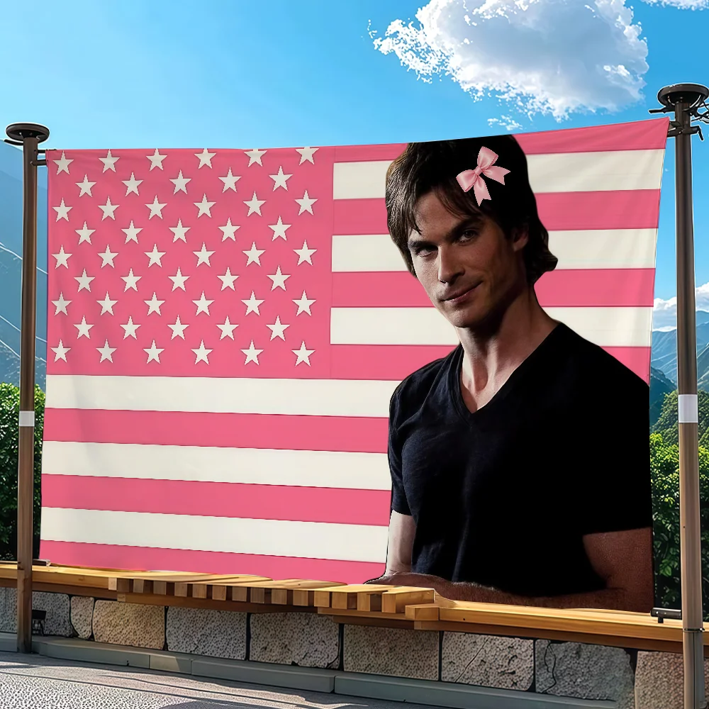 Damon Salvatore Vampire Diaries Flag Tapestry Outdoor Party Bedroom Living Room Dormitory Decorative Themed Wall Hanging Banner