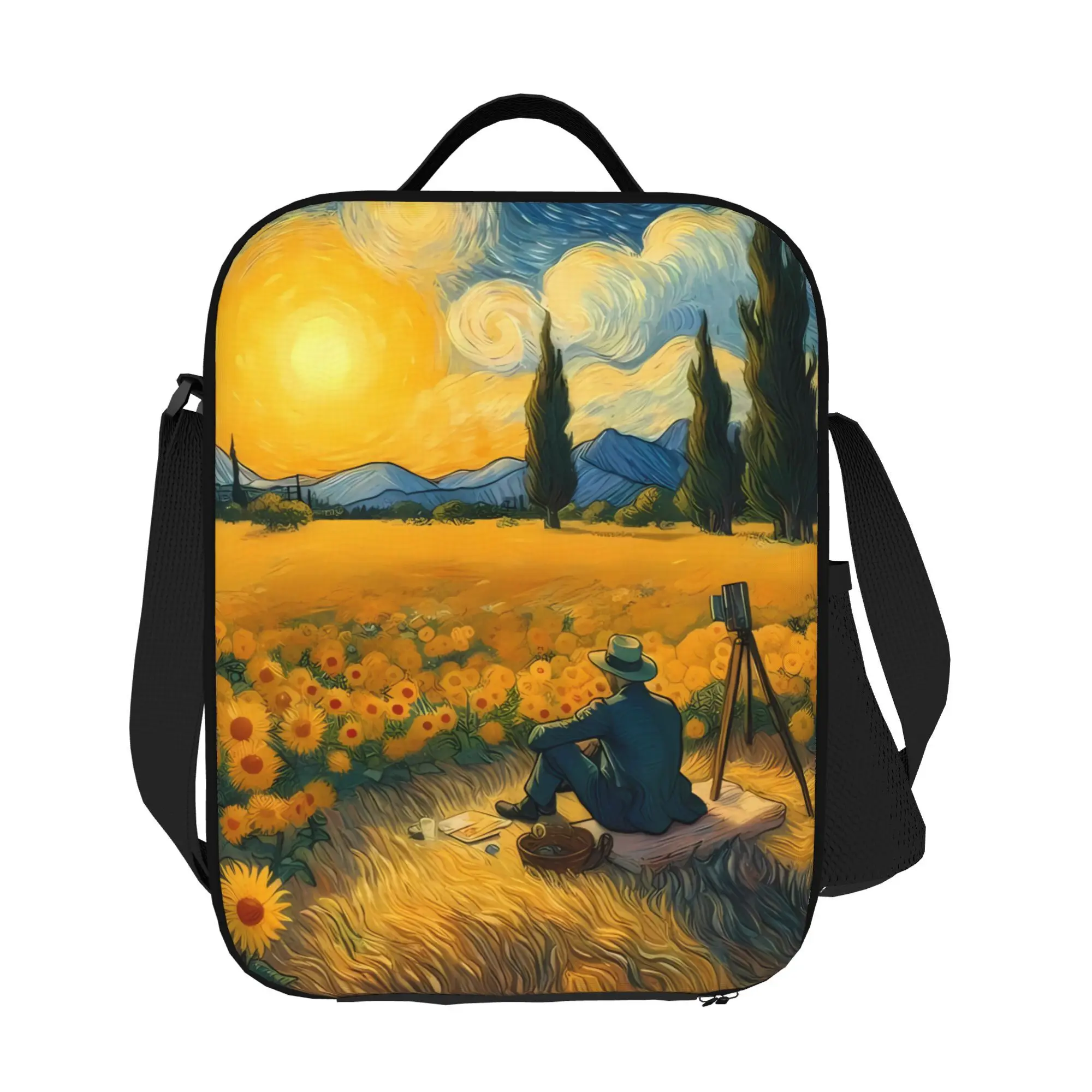 Oil Painting Bag - Non-Food Contact Suitable Dining, Hand Washable Square Bag with Artistic Oil Design, for Non-Consumable Use
