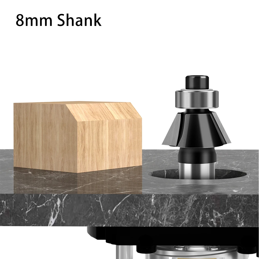8mm Schaftfräser mit 15-Grad-Fasenfräser für Holztrimmer, zum Schneiden von geneigten Holzkanten und zum Trimmen von Schrankfasen, Fräswerkzeug