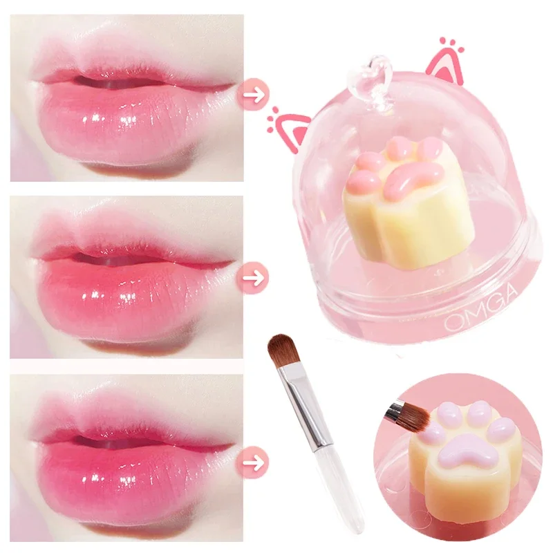 Cute Cat Paw Temperature Changing Lip Tint Jelly Care Hydrating Lipstick Waterproof Long Lasting Moistourizing Lip Makeup