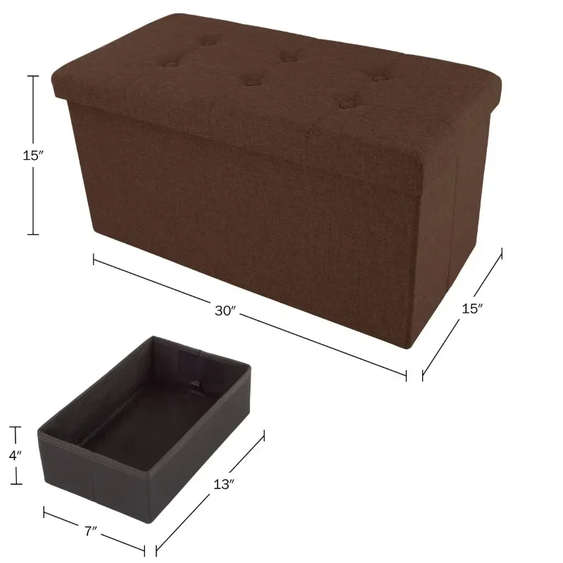 مقعد تخزين قابل للطي مقاس 30 بوصة مع صندوق تخزين قابل للإزالة (بني)