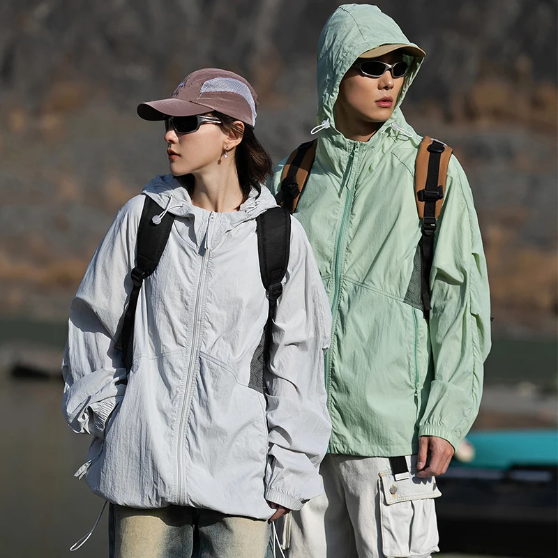 New Spring Ice sensation Pockets  Outdoor Quick Dry UPF50+ Sun Protection Hooded Coat Shirts Collar Casual Jacket