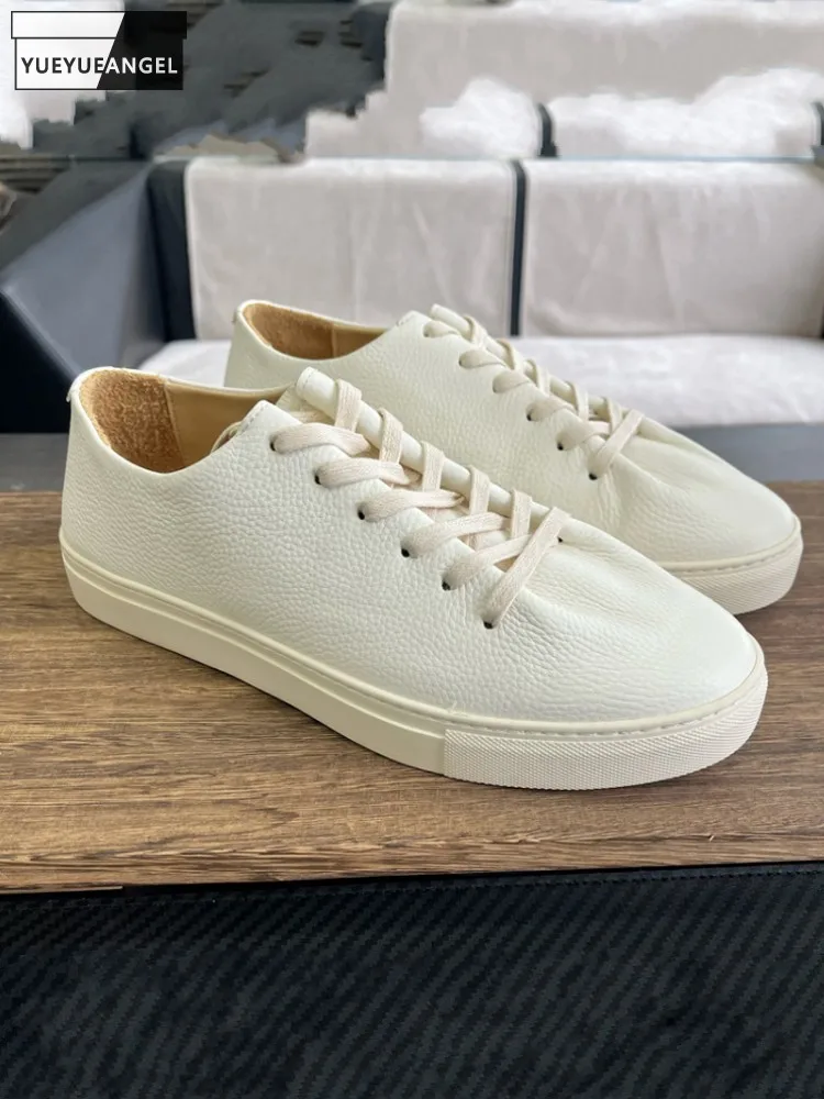 Designer Fashion Male New Comfortable Cowhide Genuine Leather Breathable Skateboard Shoes Lace Up Jogging Sneakers Casual Shoes