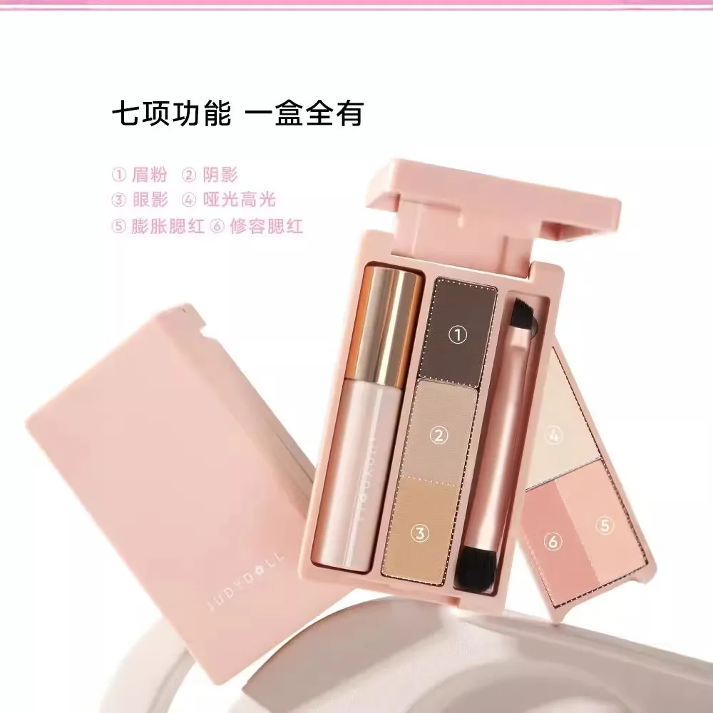Judydoll Puder do Twarzy Paleta Iluminator Bronzer Konturowanie Długotrwały Rozświetlacz Paleta Mascara Zestaw do Makijażu Róż z Pędzelkiem