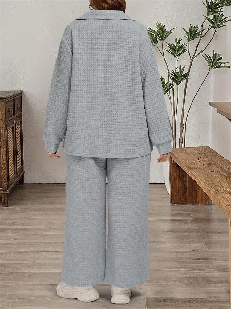 Wmstar broeksets groothandel plus size casual comfortabele losse tweedelige set rits top en broek bijpassende dropshopping