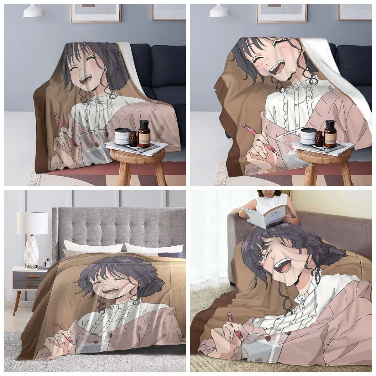 The Fragrant Flower Blooms With Dignity Anime Blanket Soft Warm Flannel Throw Blanket Plush for Bed Travel Home Couch