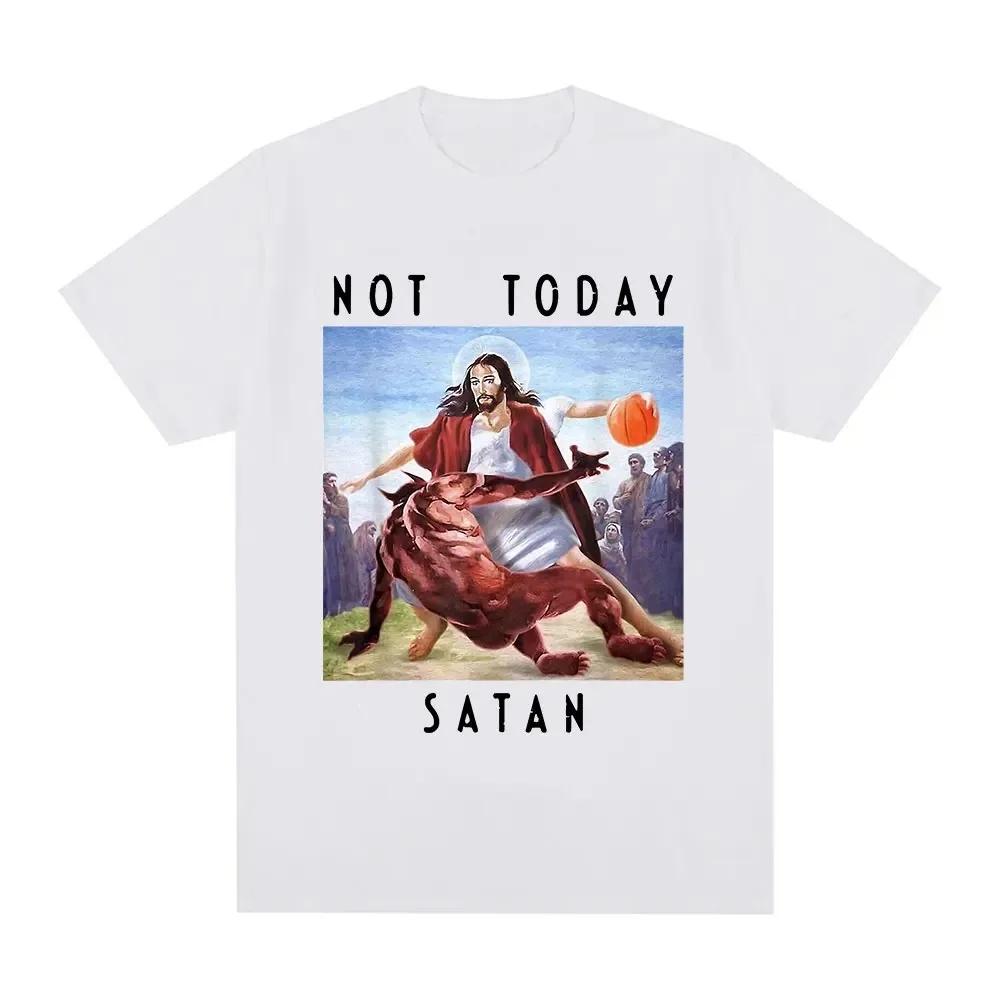 Not Today Satan Jesus Vs Satan In T Shirt Harajuku Casual T-shirt Men\'s Women\'s Fashion Cotton Oversized T Shirts Streetwear