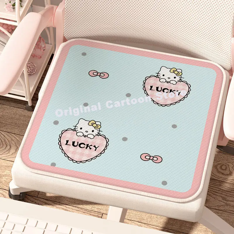 Hello Kitty Sanrio Kurome Cartoon Ice Silk Cushion Office Cooling Pad Breathable Chair Cushion Car Seat Cushion Ice Silk Mat