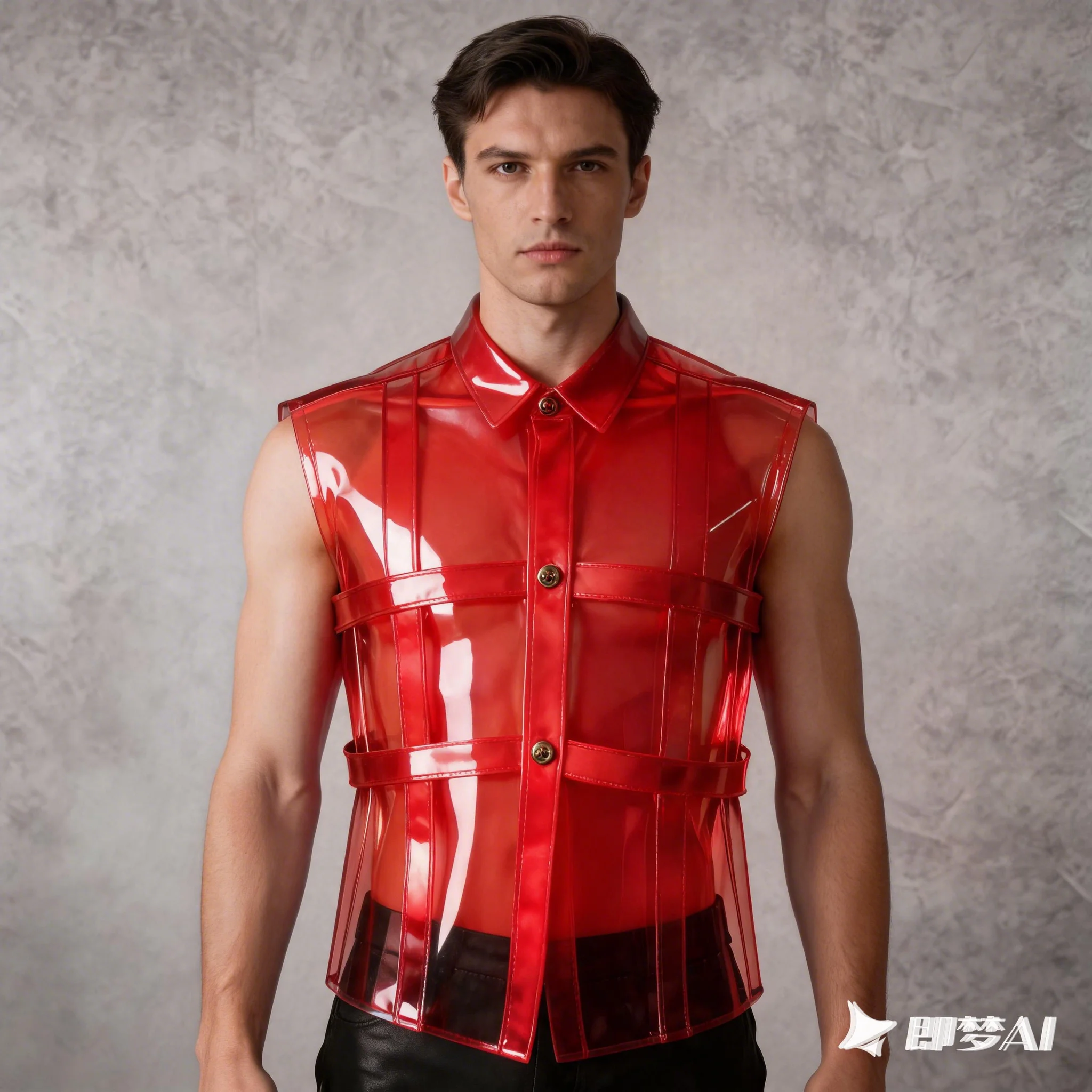 Tpu Ultra Thin Crystal Plastic Film Shirt Full Transparent Smooth Dropped Shoulder Round Hem Loose Stylish Top Catwalk Stage
