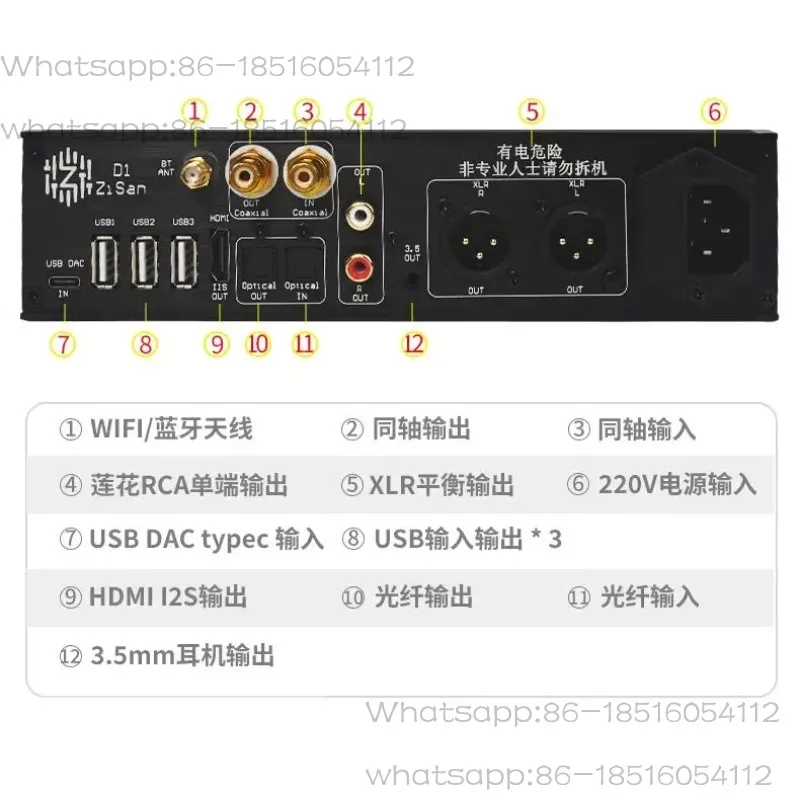 Lossless HIFI Desktop Player  D1s DSD QCC3095 Super 3084 Qualcomm Bluetooth 5.4 Decoder