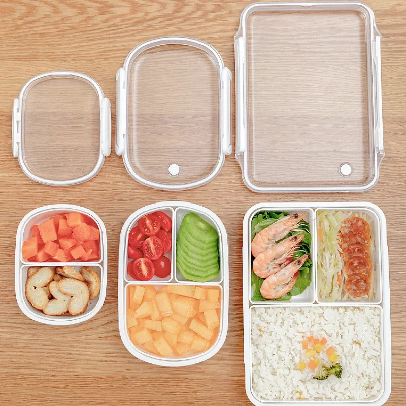 

Separate Lunch Box Portable Bento Box Leakproof Food Container Microwave Oven Dinnerware Lunchbox White Storage Boxes