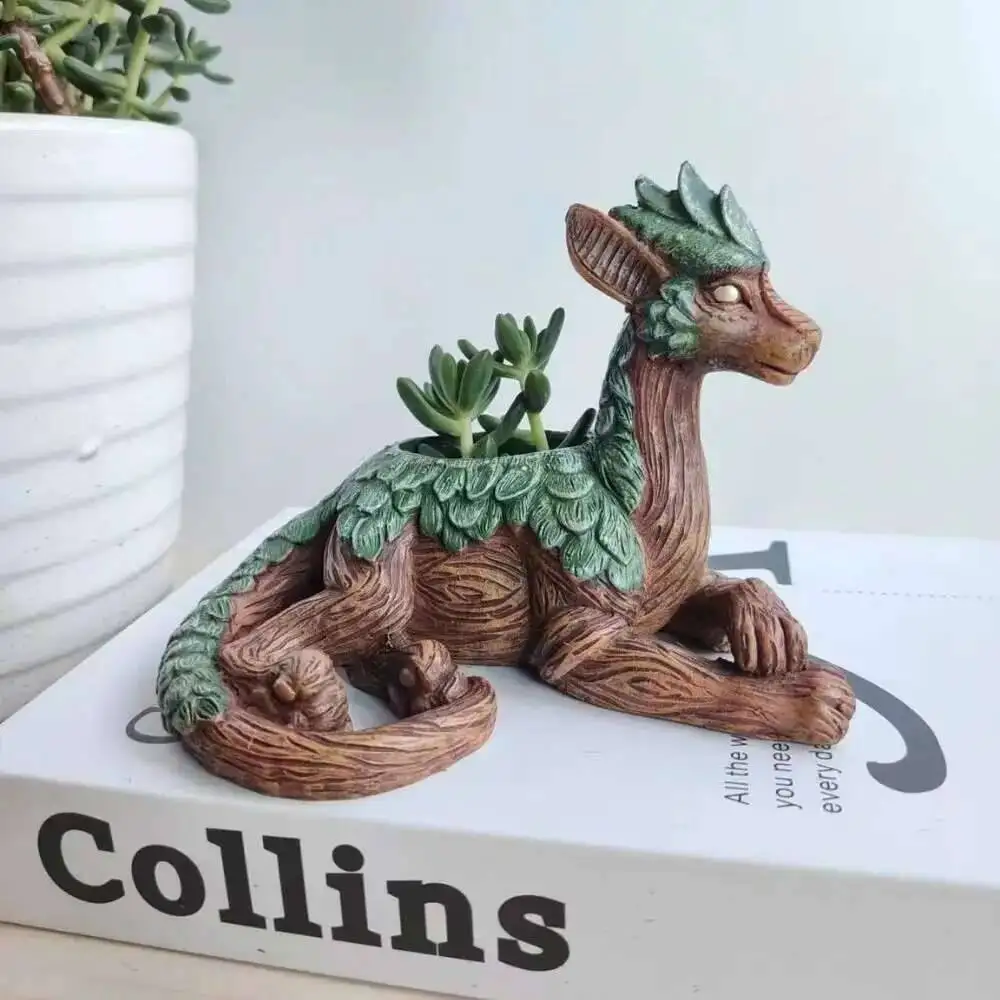Creative Dragon Tree Succulent Planter, Garden Statue, Desktop Ornament Resin Gift Nature Lovers, Perfect For Friends And Family