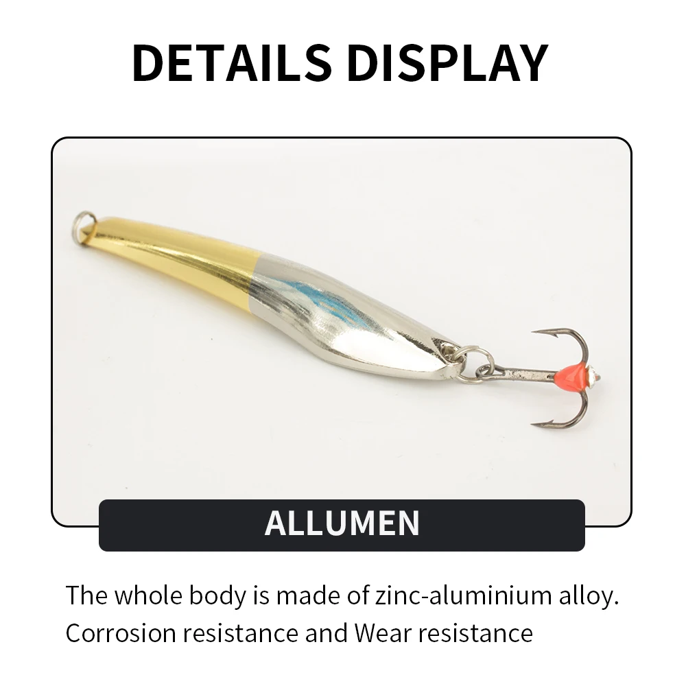 FTK Ice Fishing Lure Aluminum Alloy Wobbler Spinners Spoon 10g 20g 25g Metal Hard Artificial Bait Treble Hook for Winter Fishing - Image 4