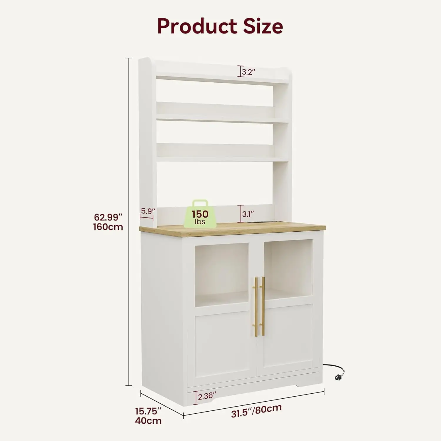 6-Tier Kitchen Bakers Rack With Power Outlet Bakers Rack With Storage Cabinet Microwave Oven Stand Pantry Hutch With