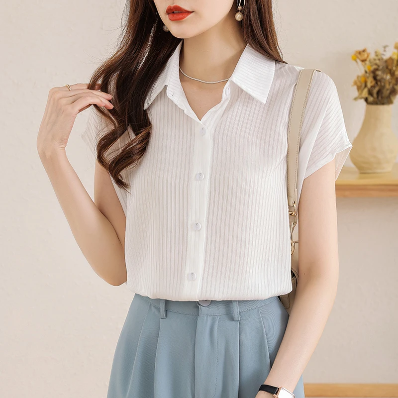 New elegant ladies shirts Fashion women blouses New chic Spring autumn causal short sleeve blouses mujer blusas