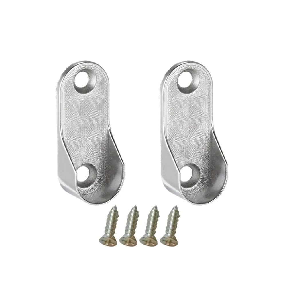 6 قطعة نهاية قضيب بيضاوي يدعم دعامات دعم أنبوب خزانة الملابس المعدنية المصبوبة حامل قضيب معلق مسامير متضمنة #6