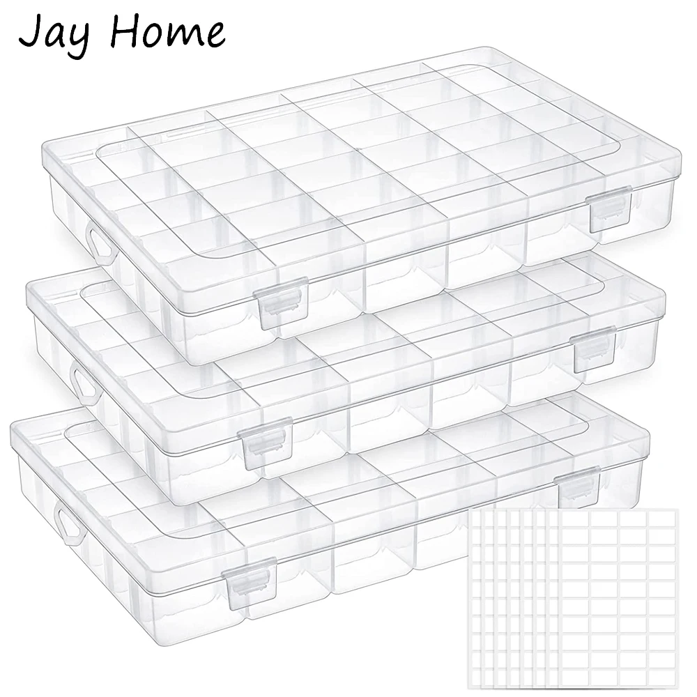 Scatola Organizer per punto croce con filo interdentale da ricamo a 36 griglie con 5 adesivi per la conservazione di gioielli per cucire fai da te a