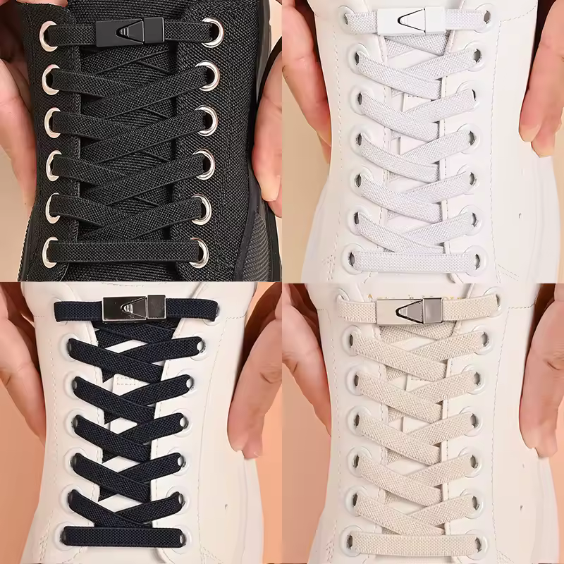 1 Pair No Tie Shoe Laces Press Lock Shoelaces Without Ties Elastic Laces Sneaker Kids Adult Widened Flat Shoelace for Shoes - Image 6