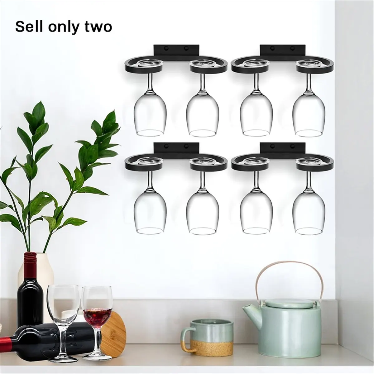 ABYK 2 шт. настенная стойка для бокалов для вина, держатель для бокалов для вина, металлические вешалки для бокалов, стойка для бокалов под полкой, шкаф