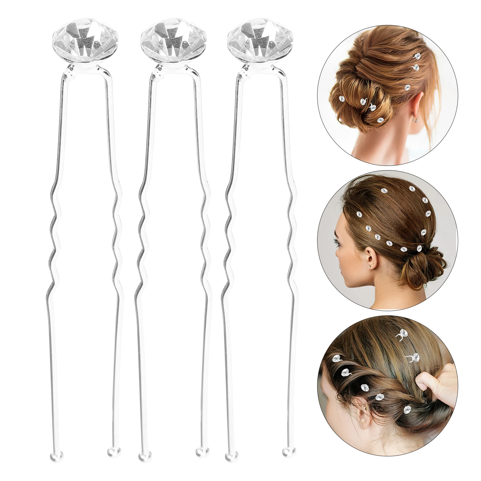 

12 Pcs Crystal Hair Pins Rhinestone Smooth Reliable Materials Hair Bun Accessories Women Girls Bride Wedding Long Use