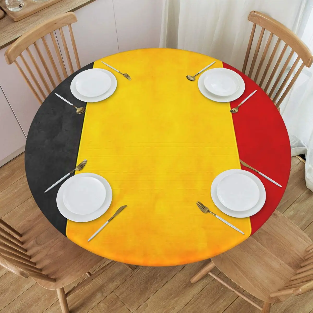 Belgium Belgian Flag National Flag Of Belgium Waterproof Round Tablecloth Oilproof Table Cloth Kitchen Events Dining Table Cover