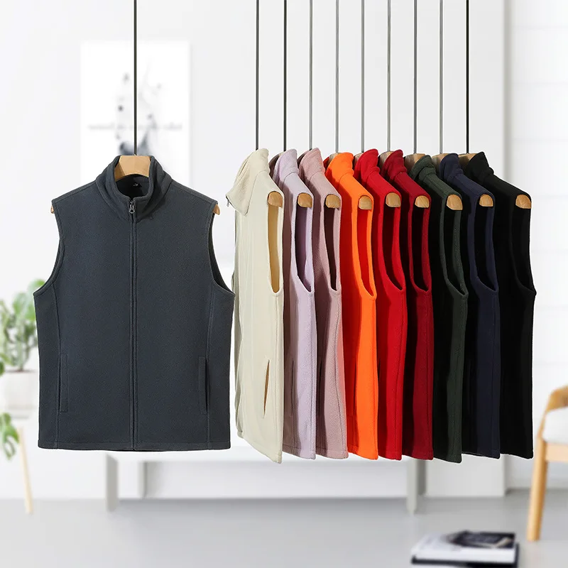 

Couple's Double-Sided Fce Cotton Vest Svel Dance Performance Outerwear Cardigan Sle Zipper Decoration Street Faion