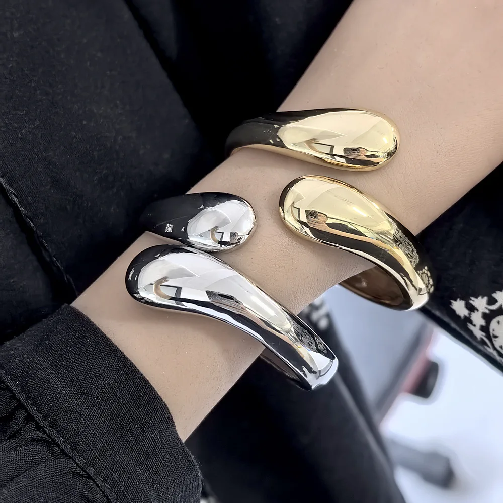 European and American style personality exaggerated glossy jewelry light luxury high-end element ring bracelet opening adjustabl