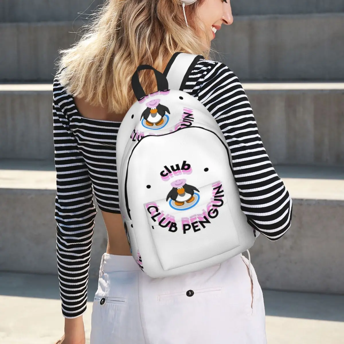 

Club Club Penguin (pink) Backpack Hot Sale Daypack Large Capacity Boys Girls BookBag School Bag Shoulder Bags for Men Women