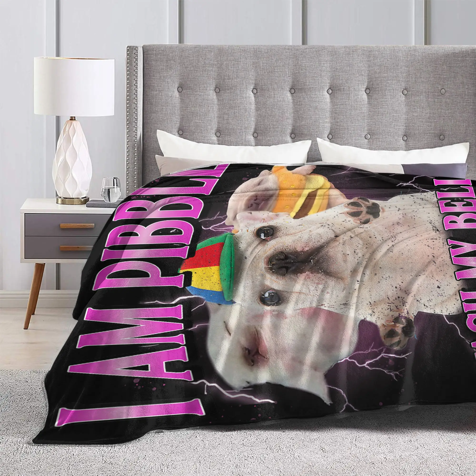 I Am Pibble Dog Puppy Wash Clean My Belly Flannel Throw Blanket Dog Meme Blanket for Home Outdoor Ultra-Soft Plush Thin Quilt