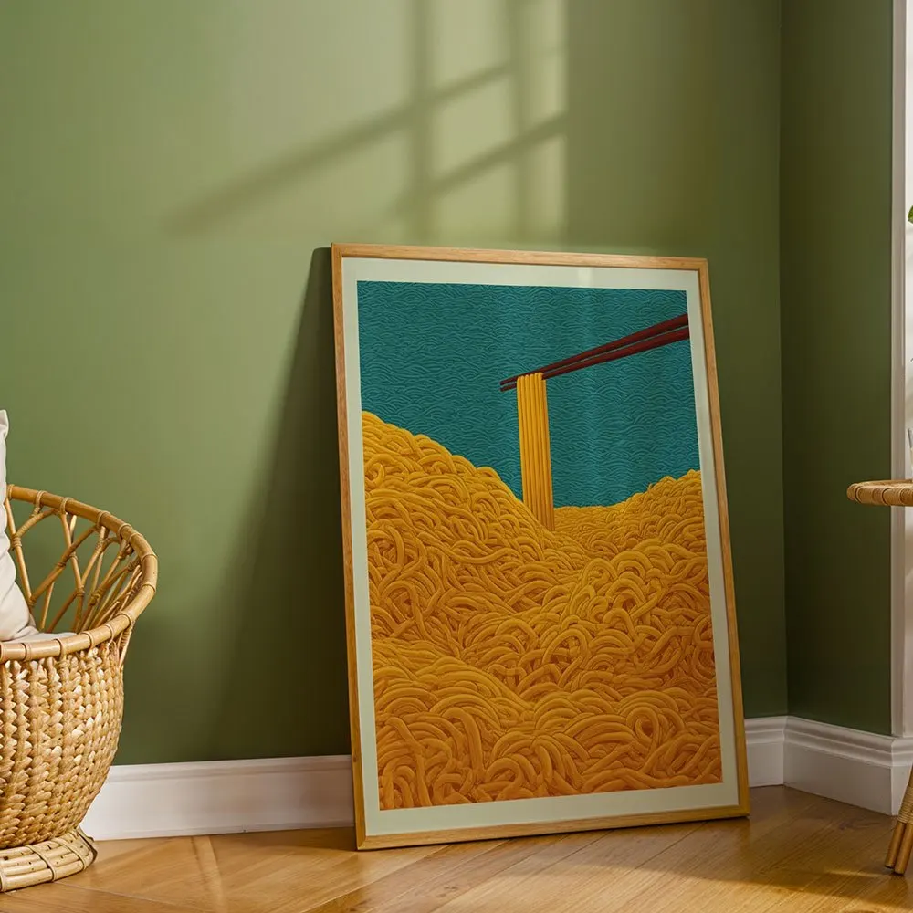 Minimalist abstract landscape mountain painting on canvas, 2D printed poster, modern home decoration for living room and kitchen