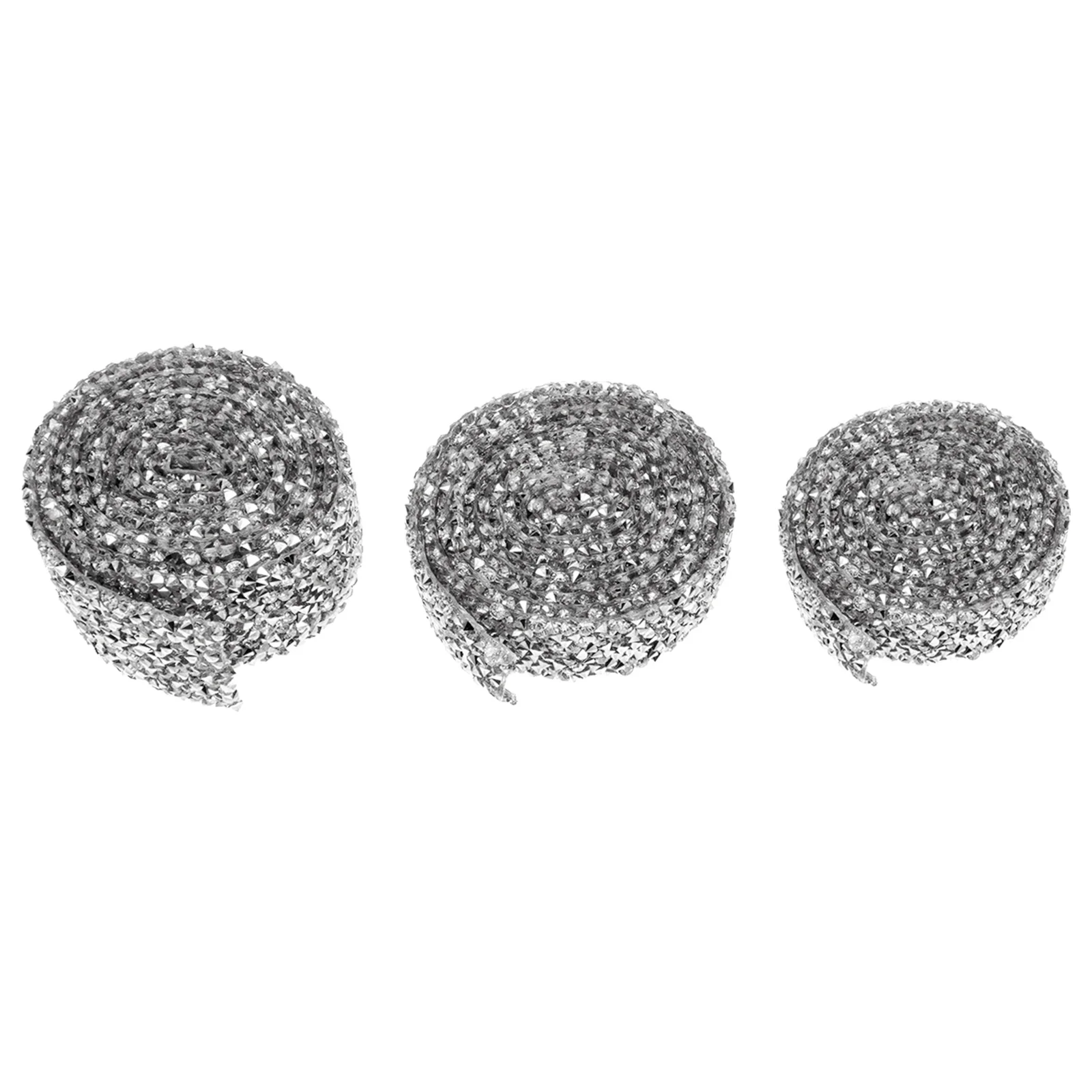 

3pcs Rhinestone Ribbon Rolls Crystal Diamond Strips Shiny Bling Wrap For Diy Crafts Wedding Party Decor Bridal Veil Belt Costume