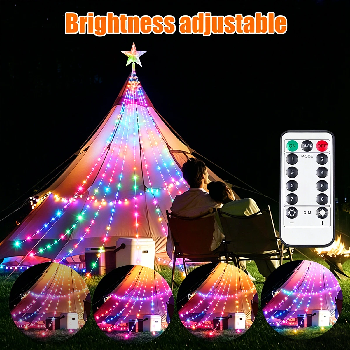 2M/3M USB Christmas Star String Lights 8 Modes Lighting Waterproof LED Fairy Lights for Bedroom Room Wedding Party Decorations