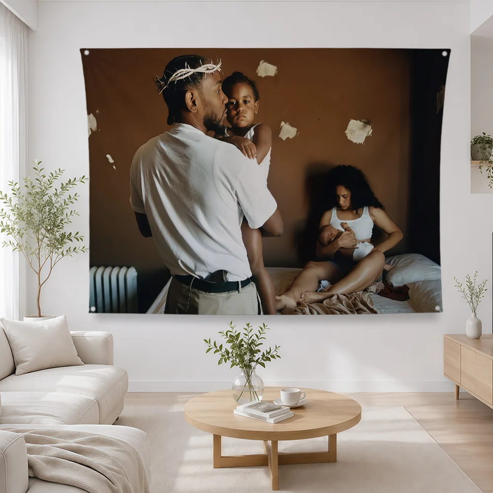 Singer K-Kendrick Lamar Flag Polyester Banner Flags For Party Club Outdoor Interior Wall Paper Decoration Banner