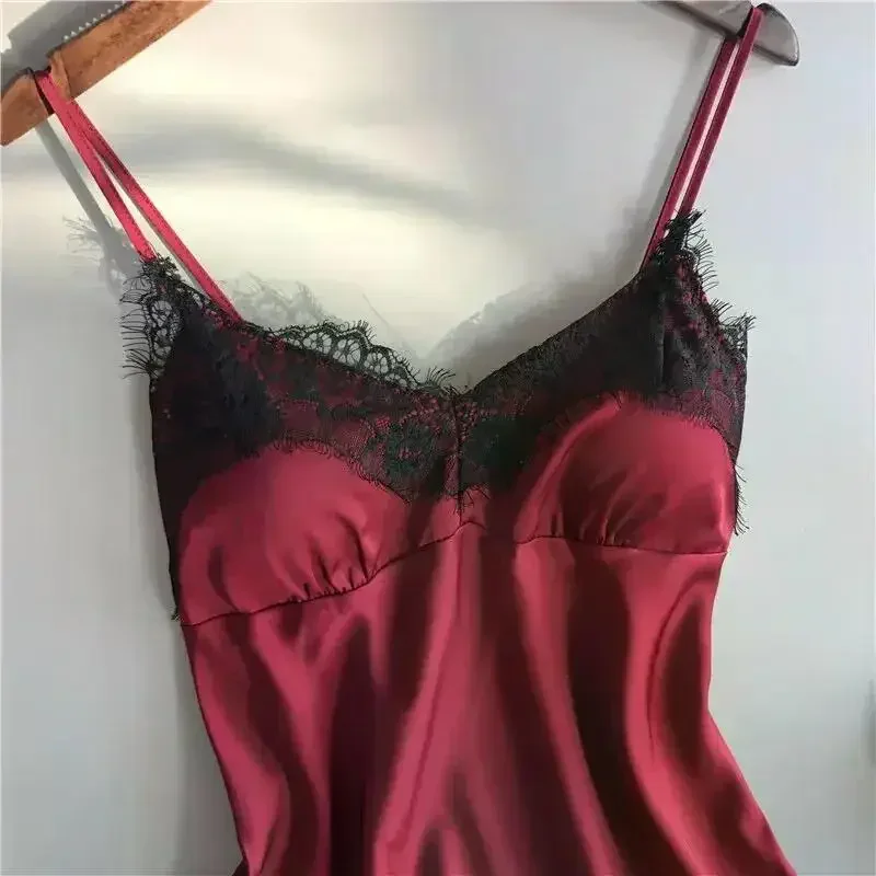 ผู้หญิงชุดนอนผ้าไหมน้ําแข็งชุดแฟชั่น V คอลูกไม้ยืดซาตินเซ็กซี่ชุดชั้นใน Homewear ชุดนอนกางเกงขาสั้นชุดนอนใหม่