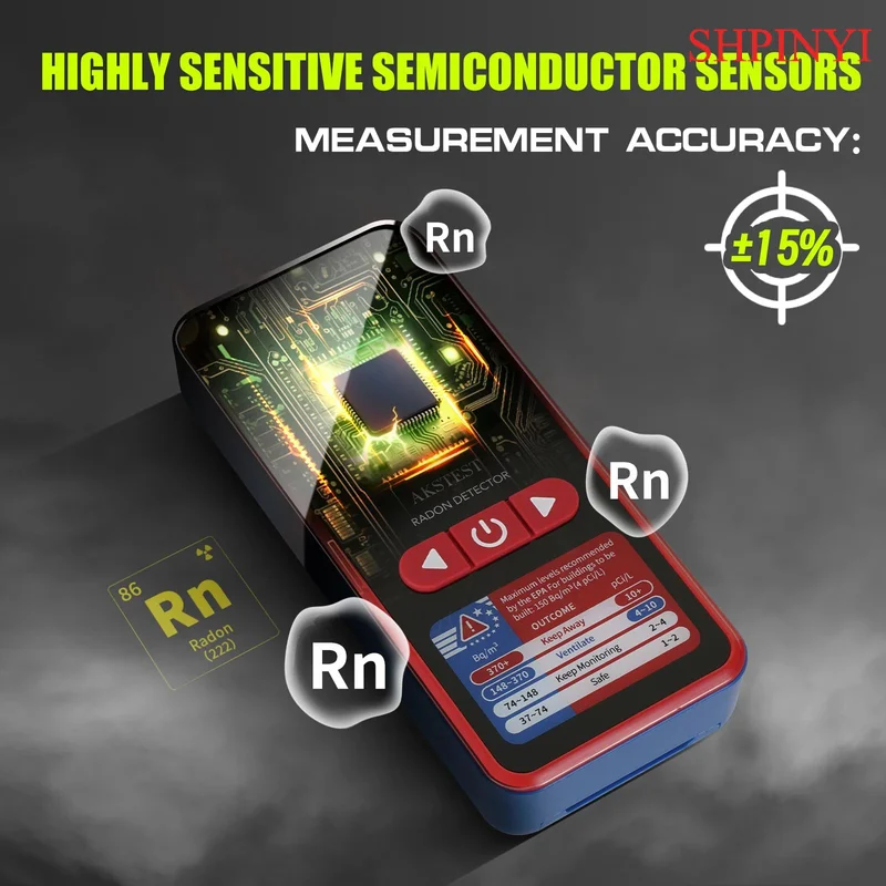 เครื่องตรวจจับเรดอน OEM คุณภาพอากาศอัจฉริยะ Radon Semiconductor Monitor เซนเซอร์ Pulsed Alpha Spectrometry Detector