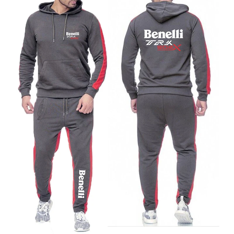 

2025 Spring And Autumn Man's Simple Solid Color Sets Benelli TRK 502X MOTORCYCLE Daily Sports Hoodies+Leisure Long Pants Suits