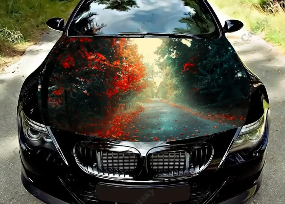 red forest Car Sticker Hood Vinyl Wrap Vinyl Film Engine Cover Decals Sticker Universal Car Hood Protective Film