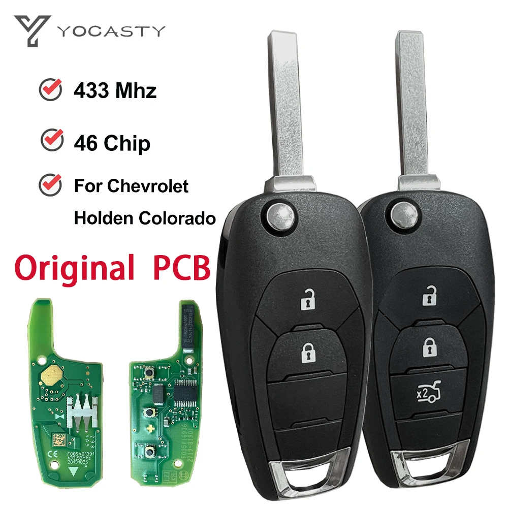 

2/3Buttons 2AOUX-13522778 Original PCB 433MHz 46Chip PCF7961E Flip Remote Key For Chevrolet Colorado Cruze Trax LS badge