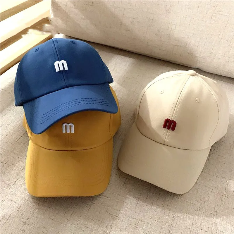 Women Summer M Letter Baseball Cap Ins Fashion Korean Breathable Cotton Sun Hat Men Women Snapback Caps Outdoor Peaked cap