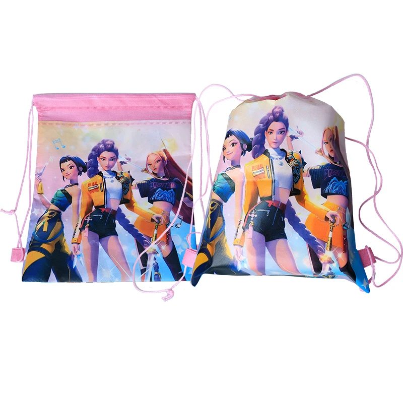 Kpop شيطان الصيادين على ظهره 34*27 سنتيمتر المغني أكياس الأطفال لعبة الرباط حقيبة حفلة الحسنات طفل حفلة عيد ميلاد لوازم الهدايا لعبة