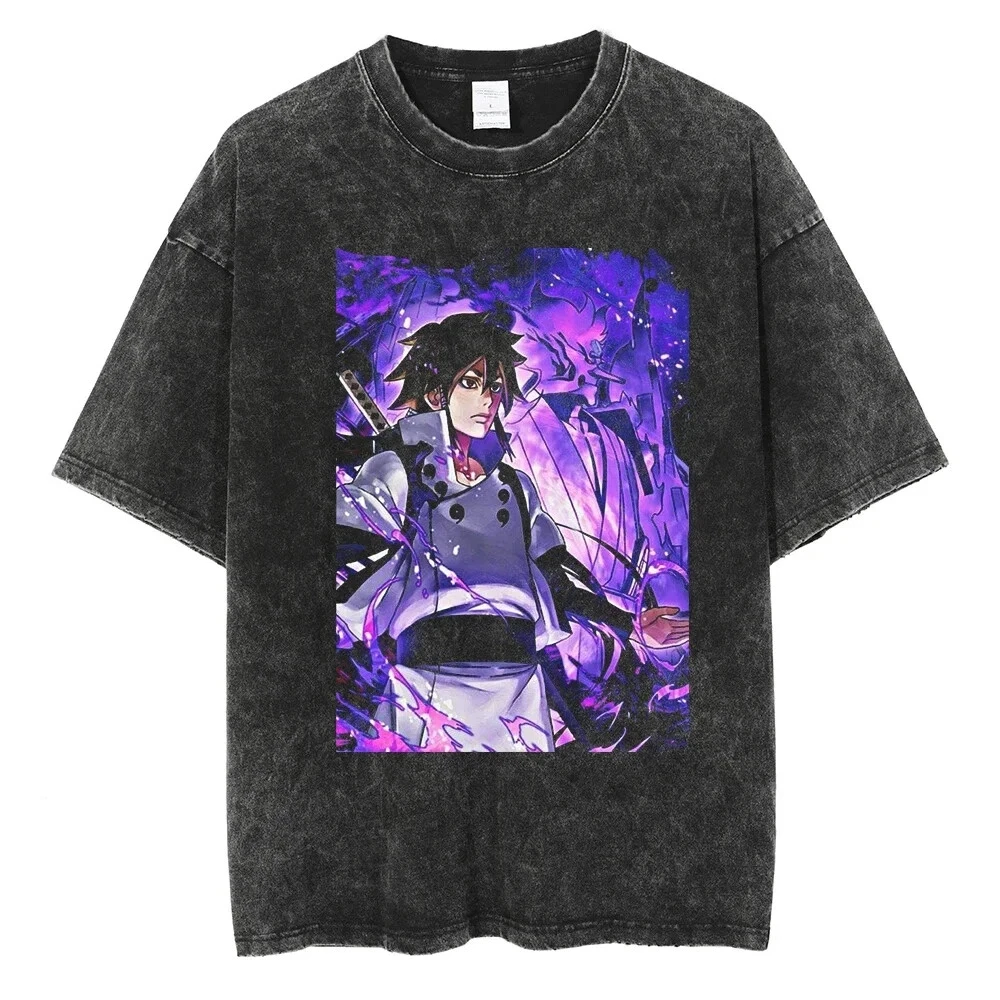 

Vintage Japanese Anime Graphic Hip Hop T Shirt Washed Men Summer Short Sleeve Streetwear Cotton Large Men's Women's Locomotives