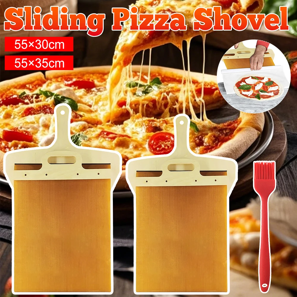 

1Pcs Sliding Pizza Peel Pizza Sliding Spatula Non-stick Wooden Portable Pizza Peel Multifunction with Handle for Home Kitchen